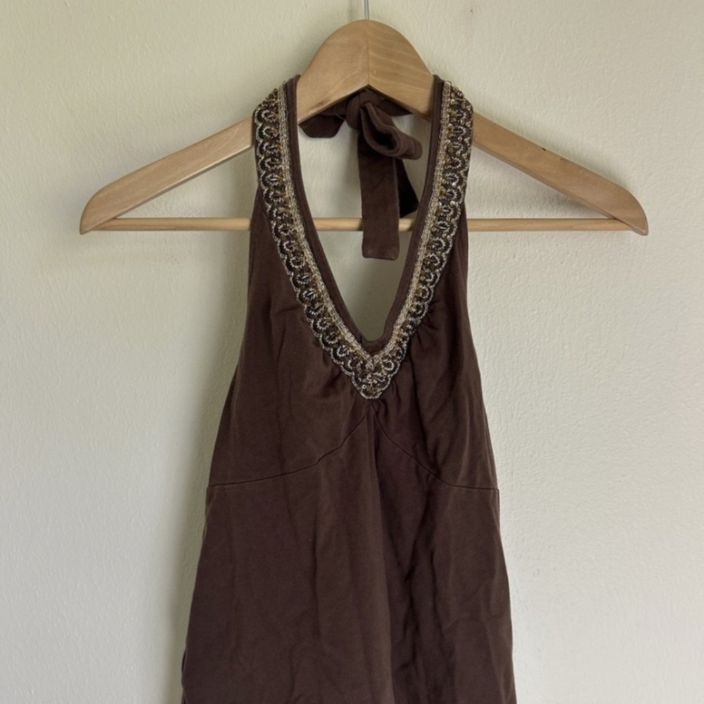Brown Halter Neck Tank Top